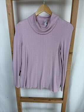 NWT Kleen Pink Long Sleeve Turtleneck Ribbed Top Cotton Blend #0823 XS